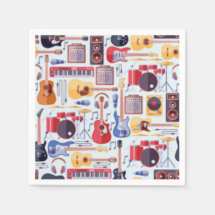 Musical Instruments Paper Napkins, Music Party Napkin
