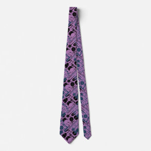 Musical instruments pattern 2 tones.Lpurple BG Tie
