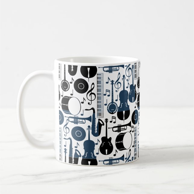 Musical instruments pattern design 2 tones  coffee mug (Left)