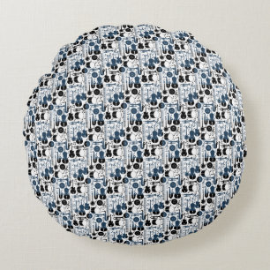 Musical instruments pattern design 2 tones  round cushion