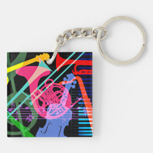 Musical Instruments Pop Art Design Key Ring