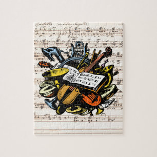 Musical Instruments Rossini Sheet Music Background Jigsaw Puzzle