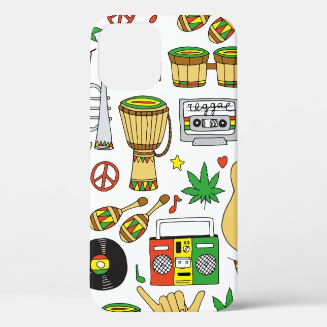 Musical instruments seamless pattern. Reggae backg Case-Mate iPhone Case (Back)