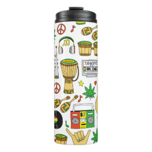 Musical instruments seamless pattern. Reggae backg Thermal Tumbler