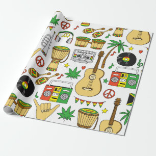 Musical instruments seamless pattern. Reggae backg Wrapping Paper