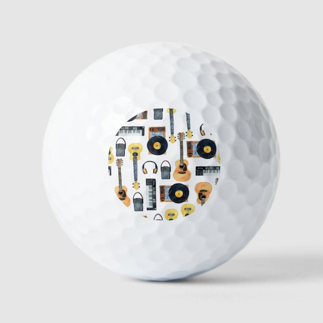 Musical Instruments: Seamless Watercolor Golf Balls (Front)