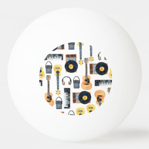 Musical Instruments: Seamless Watercolor Ping Pong Ball