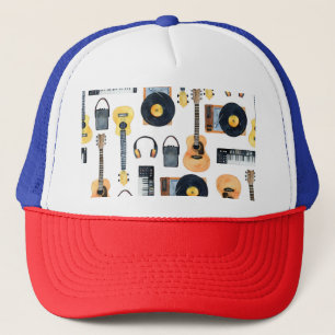 Musical Instruments: Seamless Watercolor Trucker Hat