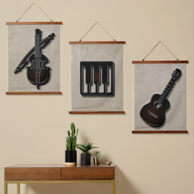 Musical instruments, Set of Three Hanging Tapestry (Asymmetrical)