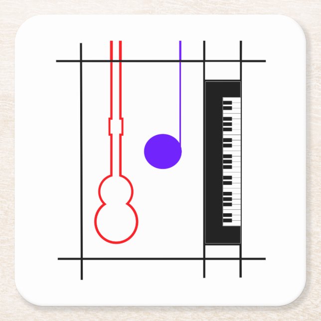 Musical instruments square paper coaster (Front)