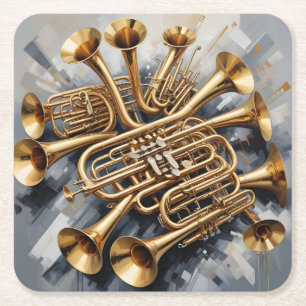 Musical Instruments Square Paper Coaster