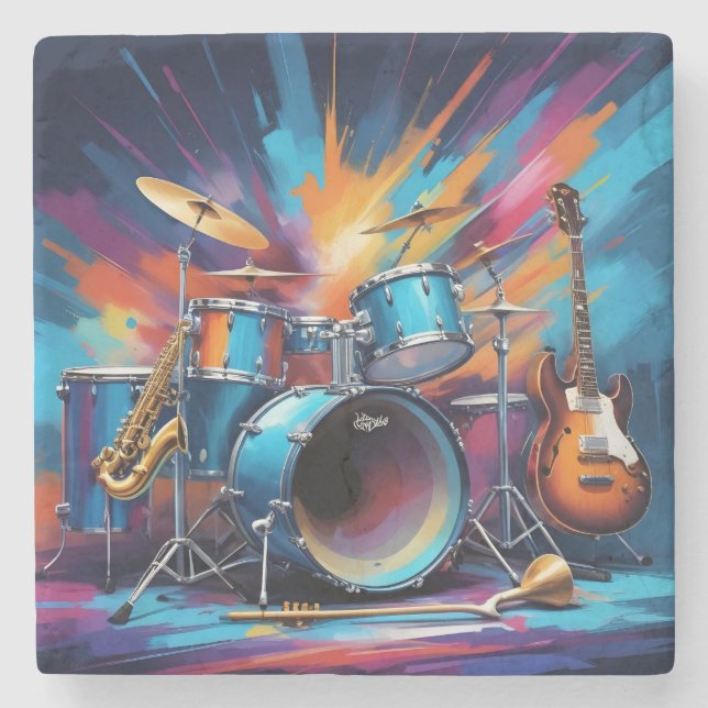 Musical Instruments Stone Coaster (Front)