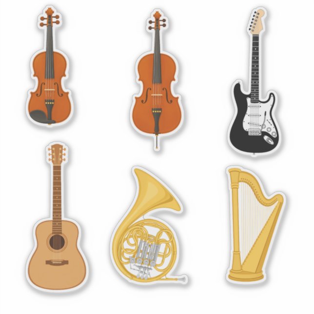 Musical Instruments Variety Pack of Stickers (Front)