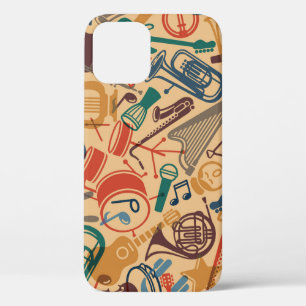 Musical Instruments Vintage Seamless Background iPhone 12 Case