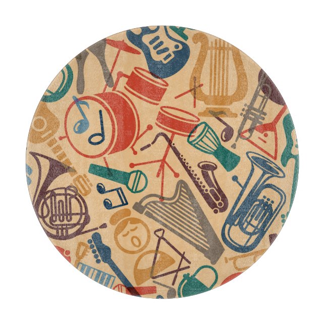 Musical Instruments Vintage Seamless Background Cutting Board (Front)