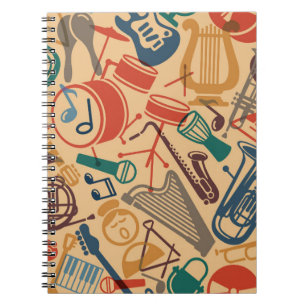 Musical Instruments Vintage Seamless Background Notebook
