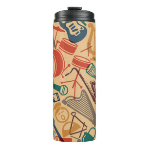 Musical Instruments Vintage Seamless Background Thermal Tumbler