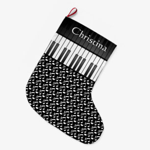 Musical Keyboard Design Large Christmas Stocking