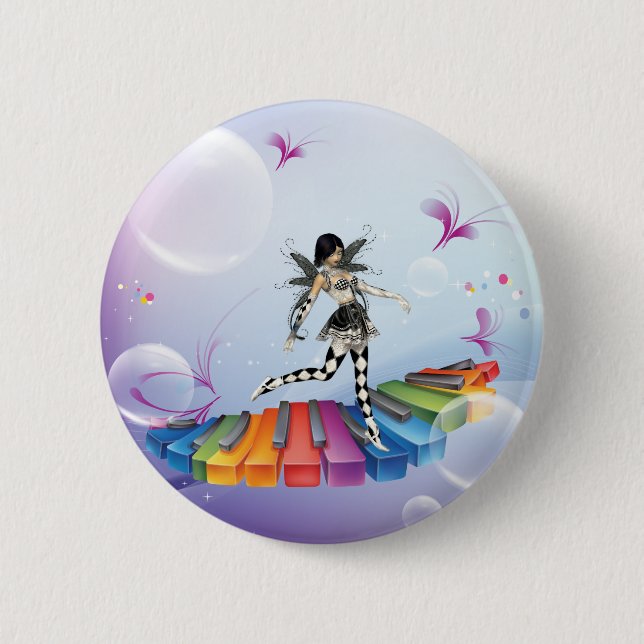 Musical Keyboard Faerie 6 Cm Round Badge (Front)