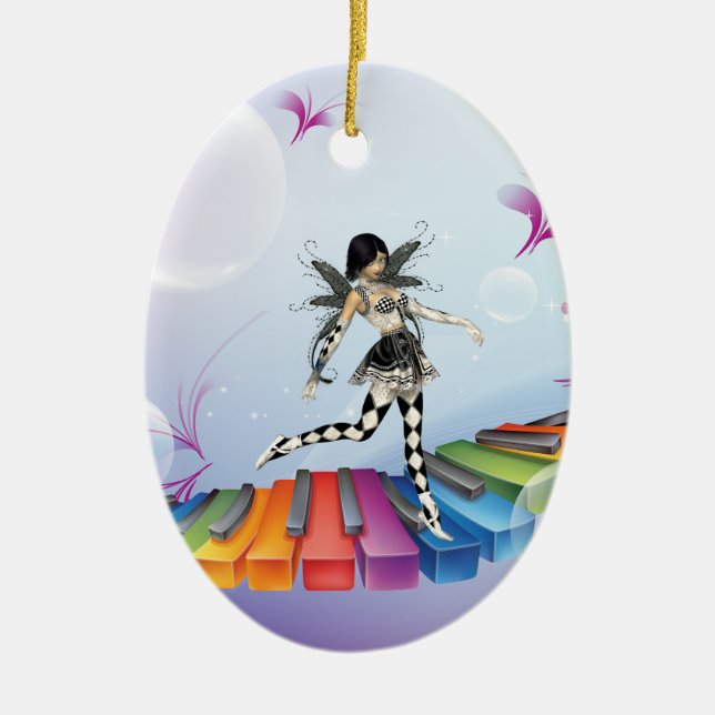 Musical Keyboard Faerie Ceramic Tree Decoration (Front)