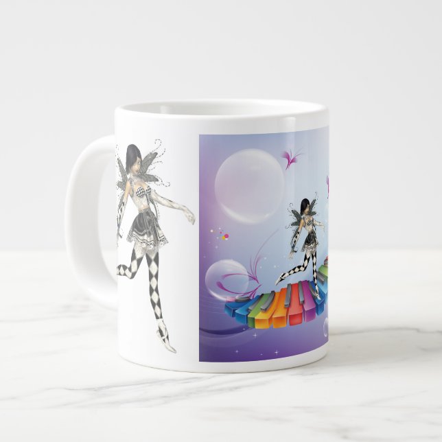 Musical Keyboard Faerie Large Coffee Mug (Front Left)