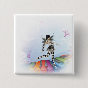 Musical Keyboard Faerie Vignette 15 Cm Square Badge