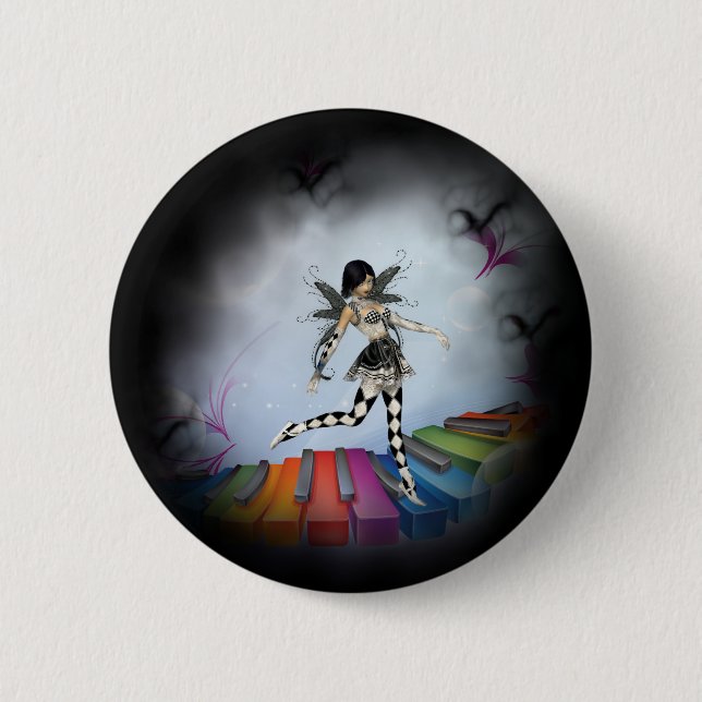 Musical Keyboard Faerie Vignette 6 Cm Round Badge (Front)