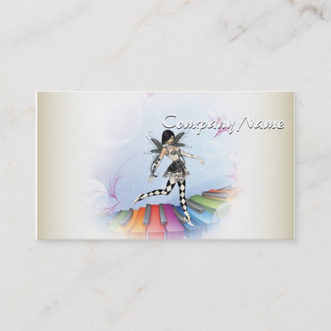 Musical Keyboard Faerie Vignette Business Card (Front)