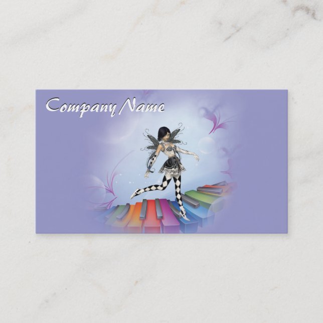 Musical Keyboard Faerie Vignette Business Card (Front)