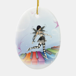 Musical Keyboard Faerie Vignette Ceramic Ornament