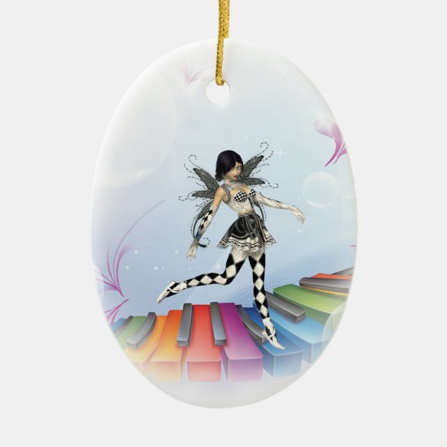 Musical Keyboard Faerie Vignette Ceramic Ornament (Front)