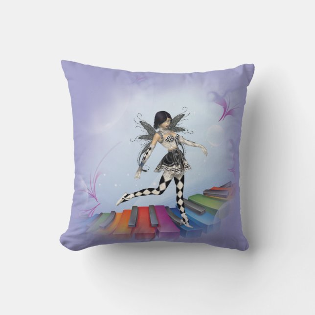 Musical Keyboard Faerie Vignette Cushion (Front)