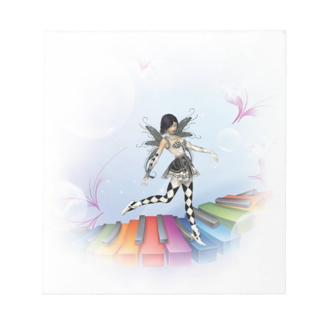 Musical Keyboard Faerie Vignette Notepad (Front)