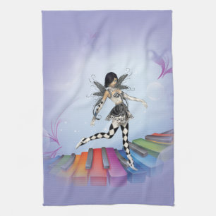 Musical Keyboard Faerie Vignette Tea Towel