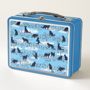 musical kittens metal lunch box