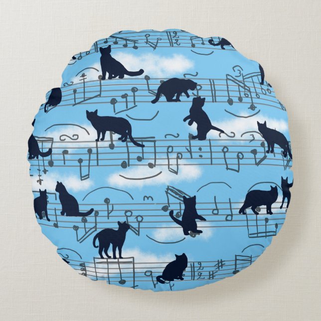musical kittens round cushion (Front)