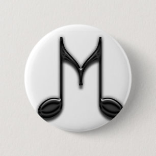 Musical "M" Letter 6 Cm Round Badge