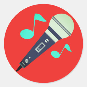Musical Microphone Emoji Classic Round Sticker