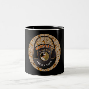 Musical Modern Retro Art Add Graduate Photo Black Two-Tone Coffee Mug