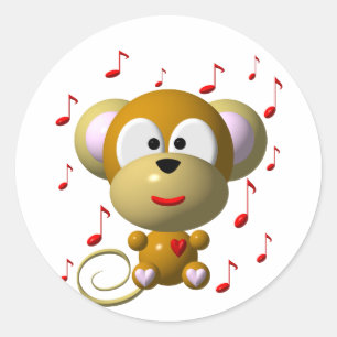 Musical monkey classic round sticker