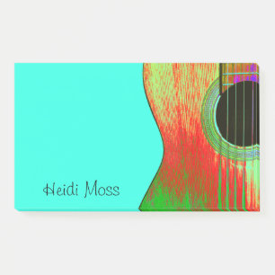 Musical Monogram Teal Green Guitar Post-it Notes