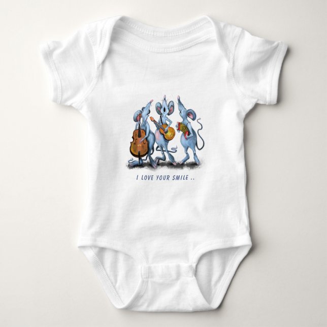 Musical Mouse Baby Bodysuit - Custom Text (Front)