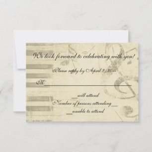 Musical Music Design Wedding Invitation RSVP Reply