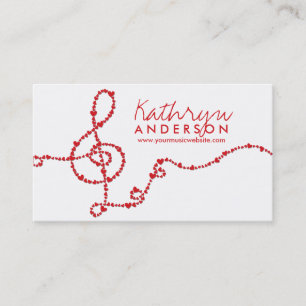Musical Music Treble Love Red Hearts Artist Song Business Card