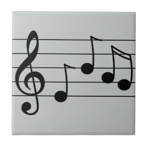 Musical notation treble clef and staff ceramic tile