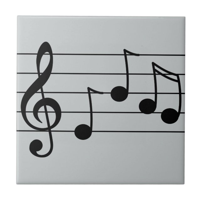 Musical notation treble clef and staff ceramic tile (Front)