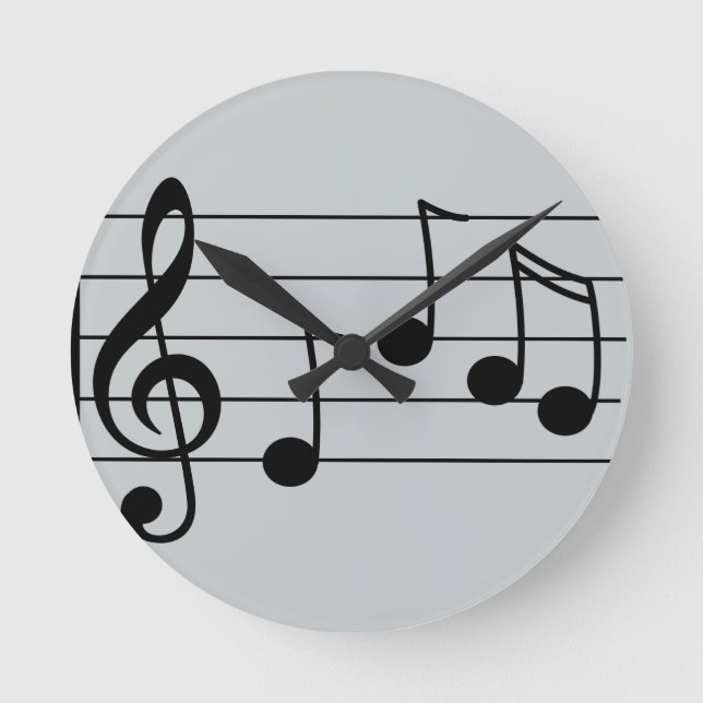 Musical notation treble clef and staff round clock (Front)