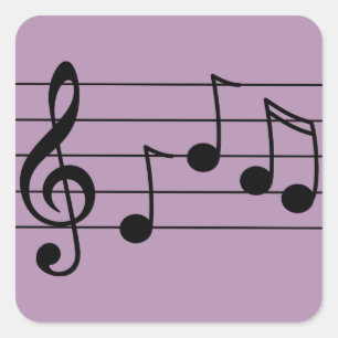 Musical notation treble clef and staff square sticker