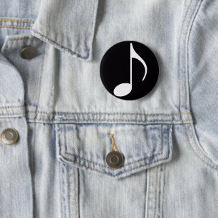 musical note ~ black 6 cm round badge