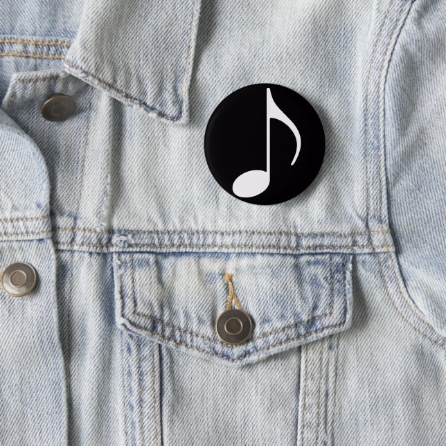 Musical Note ~ Black 6 Cm Round Badge (In Situ)